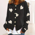 Ladies Round Neck Heart Botton Open Cardigan 2368 - SWEETKAMA