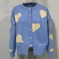 Ladies Round Neck Heart Botton Open Cardigan 2368 - SWEETKAMA