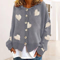 Ladies Round Neck Heart Botton Open Cardigan 2368 - SWEETKAMA