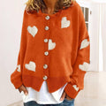 Ladies Round Neck Heart Botton Open Cardigan 2368 - SWEETKAMA