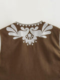 Ladies Round Neck Sleeveless Embroidered Vest B88466 - SWEETKAMA