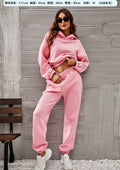 Ladies Round Neck Solid Color Hoodie & Pant 2PCS Set 1727 - SWEETKAMA