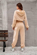 Ladies Round Neck Solid Color Hoodie & Pant 2PCS Set 1727 - SWEETKAMA