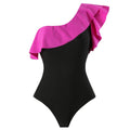 Ladies Ruffle Shoulder One-piece Swimsuit with Cover Y189 - SWEETKAMA