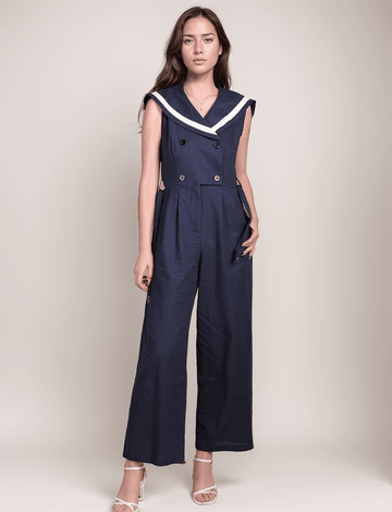 Ladies Sailor Collar Wide Leg Jumpsuit SKJ450 - SWEETKAMA