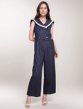 Ladies Sailor Collar Wide Leg Jumpsuit SKJ450 - SWEETKAMA