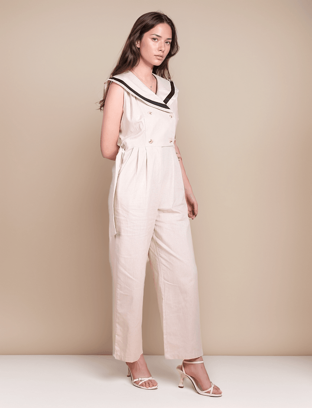 Ladies Sailor Collar Wide Leg Jumpsuit SKJ450 - SWEETKAMA