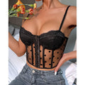 Ladies Sexy See Through Dot Mesh and Lace Corset K0247 - SWEETKAMA