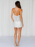 Ladies Shining Sexy Backless Hip Wrap Mini Dress EQOW - SWEETKAMA