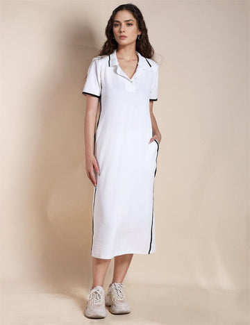 Ladies Short Sleeveless Polo Midi Dress SKD493 - SWEETKAMA