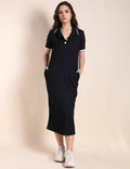 Ladies Short Sleeveless Polo Midi Dress SKD493 - SWEETKAMA