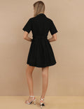 Ladies Short Sleeves Lapel Botton Mini Dress SKD403 - SWEETKAMA