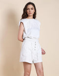 Ladies Shoulder Pad Sleeveless Tee Shorts Sets SKST506 - SWEETKAMA