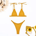 Ladies Shoulder String Tie Solid Color Bikini Set 4051 - SWEETKAMA