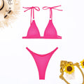 Ladies Shoulder String Tie Solid Color Bikini Set 4051 - SWEETKAMA