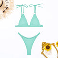 Ladies Shoulder String Tie Solid Color Bikini Set 4051 - SWEETKAMA