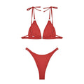 Ladies Shoulder String Tie Solid Color Bikini Set 4051 - SWEETKAMA