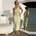 Ladies Sleeveless One Shoulder Daily Midi Dress PW528 - SWEETKAMA