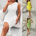 Ladies Sleeveless One Shoulder Midi Dress 241LQ54013-A888 - SWEETKAMA