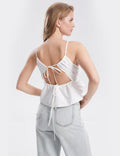 Ladies Sleeveless White Ruched Cami Top SKT290 - SWEETKAMA