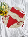 Ladies Solid Color 3D Flowers 2PCS Bikini Set 24301 - SWEETKAMA