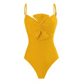 Ladies Solid Color Bowknot One Piece Swimwear with Cover Y187 - SWEETKAMA