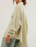 Ladies Solid Color Button Up Jacket SKT383A - SWEETKAMA