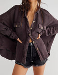 Ladies Solid Color Button Up Jacket SKT383A - SWEETKAMA