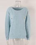 Ladies Solid Color Crew Neck Knit Sweater T9306 - SWEETKAMA