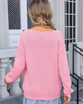 Ladies Solid Color Crew Neck Knit Sweater T9306 - SWEETKAMA