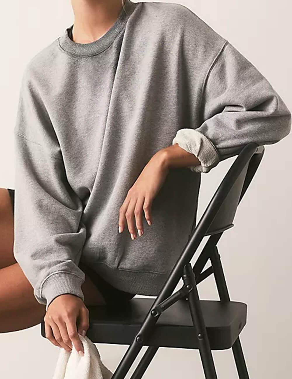 Ladies Solid Color Crew Neck Pullover SKT545 - SWEETKAMA