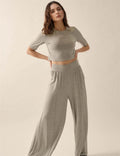 Ladies Solid Color Crop Top and Pants Set SKST508 - SWEETKAMA