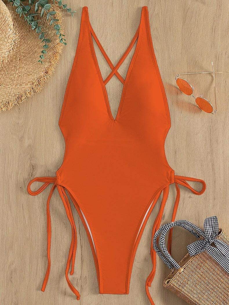 Ladies Solid Color Halter Neck Bikini Set RFD2109 - SWEETKAMA