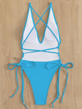 Ladies Solid Color Halter Neck Bikini Set RFD2109 - SWEETKAMA