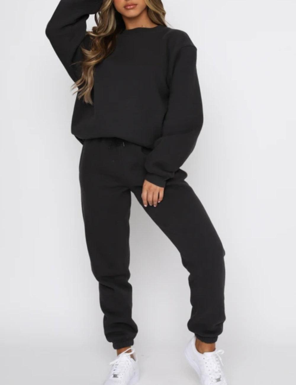 Ladies Solid Color Hoodie and Pants Sets 211021A - SWEETKAMA