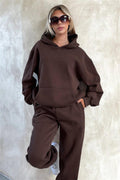 Ladies Solid Color Hoodie and Pants Sets 211333 - SWEETKAMA