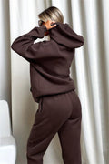 Ladies Solid Color Hoodie and Pants Sets 211333 - SWEETKAMA