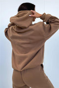 Ladies Solid Color Hoodie and Pants Sets 211333 - SWEETKAMA