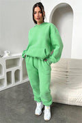 Ladies Solid Color Hoodie and Pants Sets 211333 - SWEETKAMA