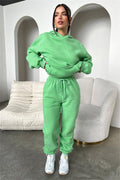 Ladies Solid Color Hoodie and Pants Sets 211333 - SWEETKAMA