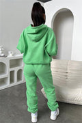 Ladies Solid Color Hoodie and Pants Sets 211333 - SWEETKAMA