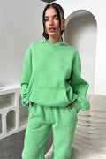 Ladies Solid Color Hoodie and Pants Sets 211333 - SWEETKAMA