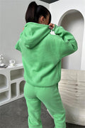 Ladies Solid Color Hoodie and Pants Sets 211333 - SWEETKAMA