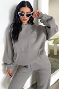 Ladies Solid Color Hoodie and Pants Sets 211333 - SWEETKAMA