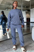 Ladies Solid Color Hoodie and Pants Sets 211333 - SWEETKAMA