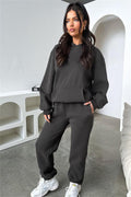 Ladies Solid Color Hoodie and Pants Sets 211333 - SWEETKAMA