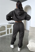 Ladies Solid Color Hoodie and Pants Sets 211333 - SWEETKAMA