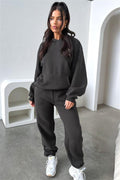 Ladies Solid Color Hoodie and Pants Sets 211333 - SWEETKAMA