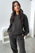 Ladies Solid Color Hoodie and Pants Sets 211333 - SWEETKAMA