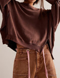 Ladies Solid Color Irregular Slouchy Sweatshirt SKT385 - SWEETKAMA